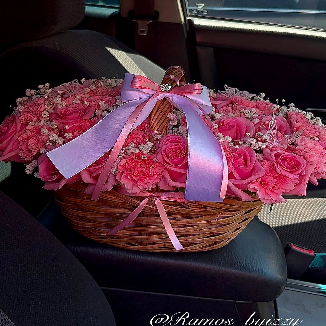 Pink flower basket