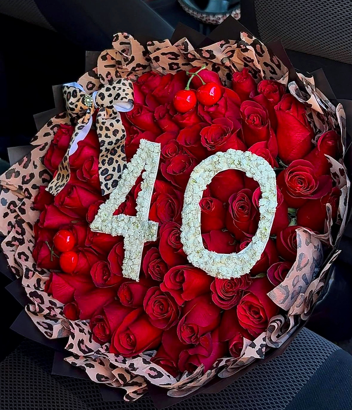 Red 40th birthday rose bouquet